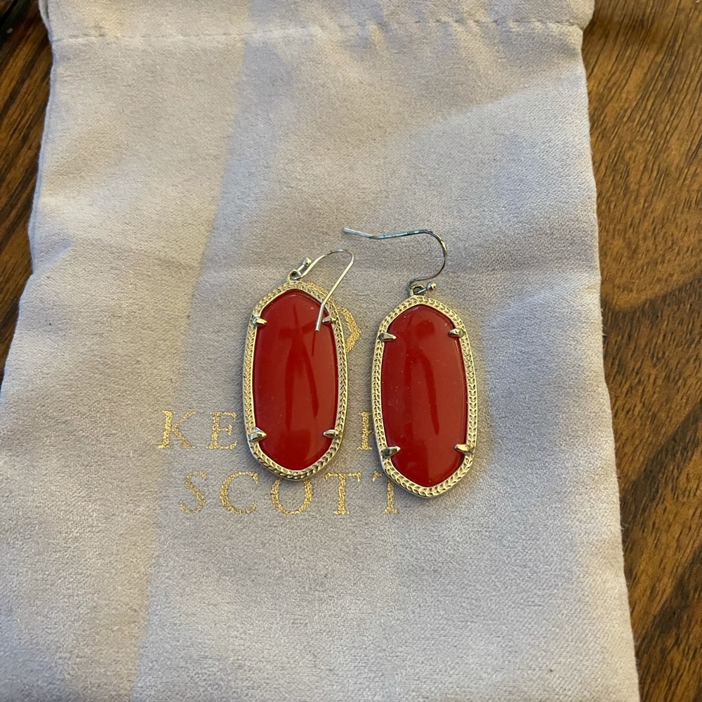 Red and Gold Elle earrings Kendra Scott